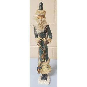 19" Father Christmas ? Tall Resin Statue Fur Trim Beard Wobble Bobble Head